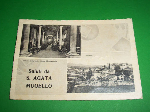 Cartolina S. Agata Mugello - Panorama e interno della Chiesa …
