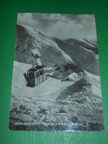 Cartolina Oropa Santuario - Funivia e Rifugio 1950 ca
