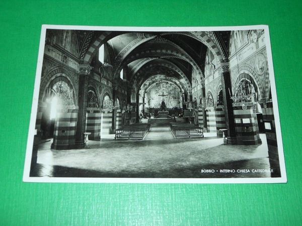 Cartolina Bobbio - Interno Chiesa Cattedrale 1934