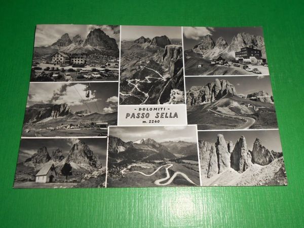 Cartolina Passo Sella - Dolomiti - Vedute diverse 1962