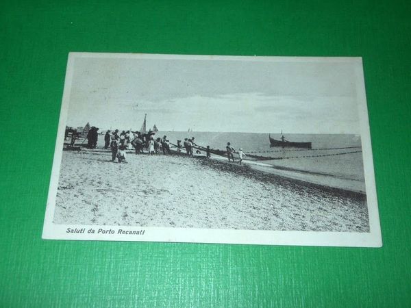 Cartolina Saluti da Porto Recanati - Particolare di spiaggia 1922