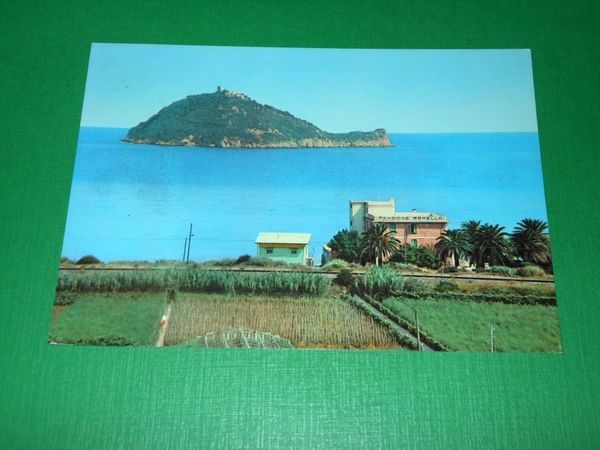 Cartolina Albenga - Villa Ramella e Isola Gallinara 1965