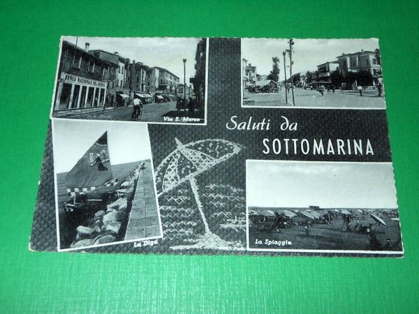 Cartolina Saluti da Sottomarina - Vedute diverse 1955