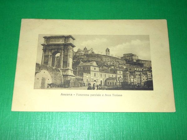 Cartolina Ancona - Panorama parziale e Arco Traiano 1909