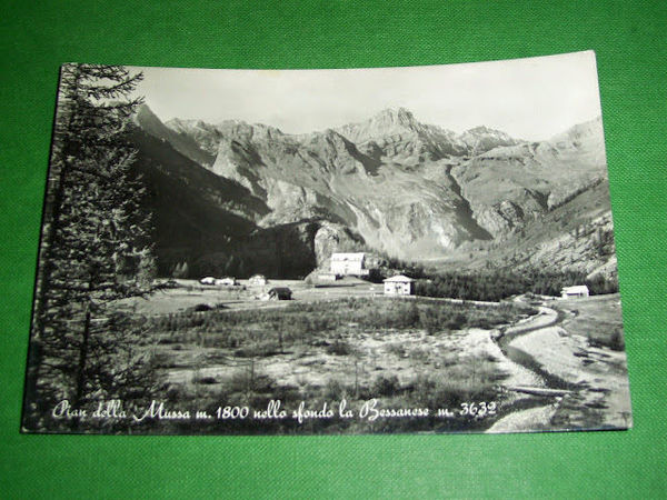 Cartolina Pian della Mussa nello sfondo la Bessanese 1951