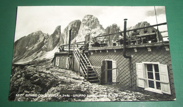 Cartolina Gruppo Sassolungo - Rifugio Col Bodella 1936