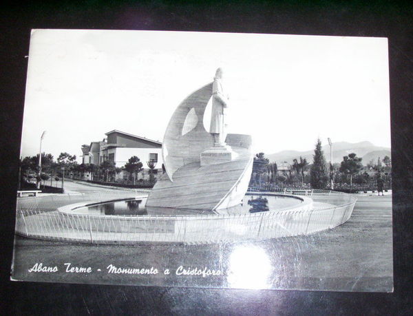 Cartolina Abano Terme - Monumento a C. Colombo 1960