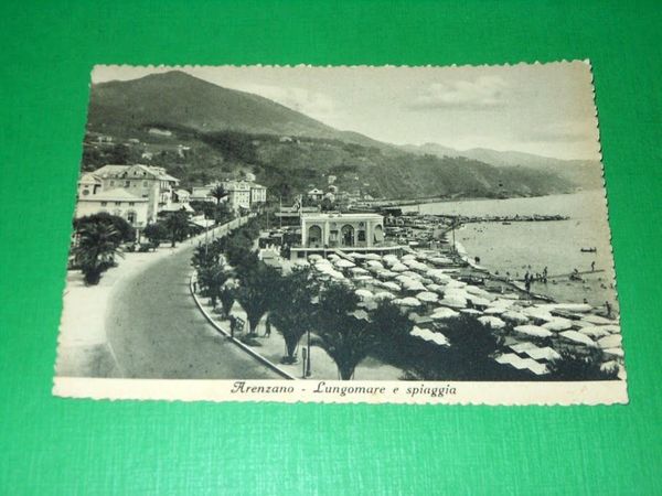 Cartolina Arenzano - Lungomare e spiaggia 1951