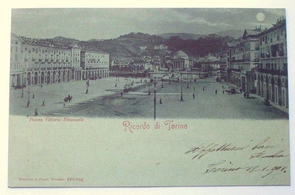 Cartolina Torino - Piazza Vittorio Emanuele 1901