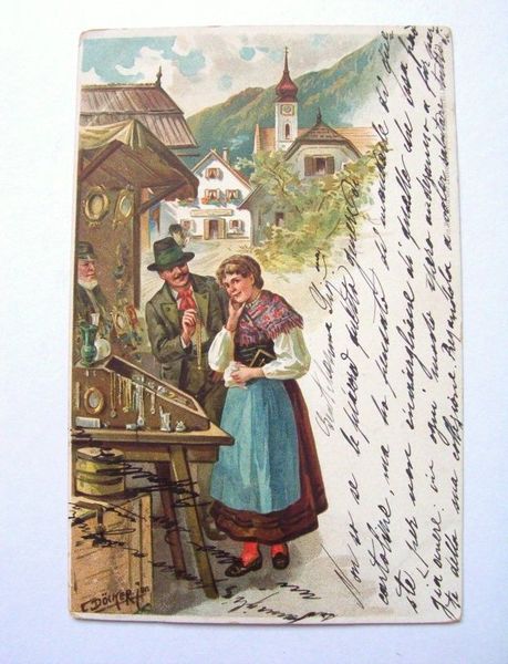 Cartolina Costumi del Trentino 1900