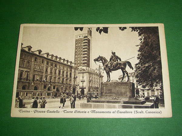 Cartolina Torino - Piazza Castello - Torre Littoria e Monumento …