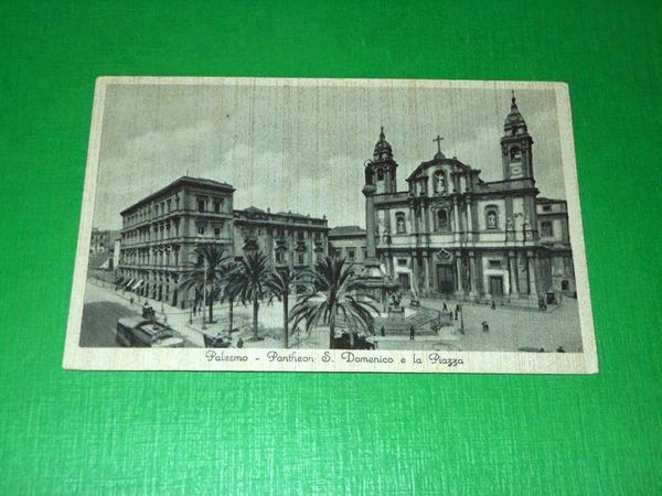 Cartolina Palermo - Pantheon S. Domenico e la Piazza 1932
