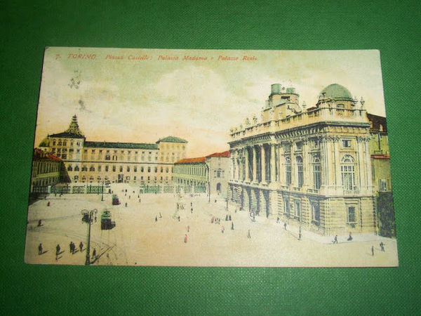 Cartolina Torino - Piazza Castello : Palazzo Madama e Palazzo …