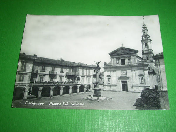 Cartolina Carignano - Piazza Liberazione 1959
