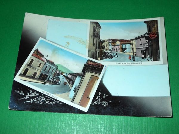 Cartolina Scafa ( Pescara ) - Via Nazionale e Piazza …