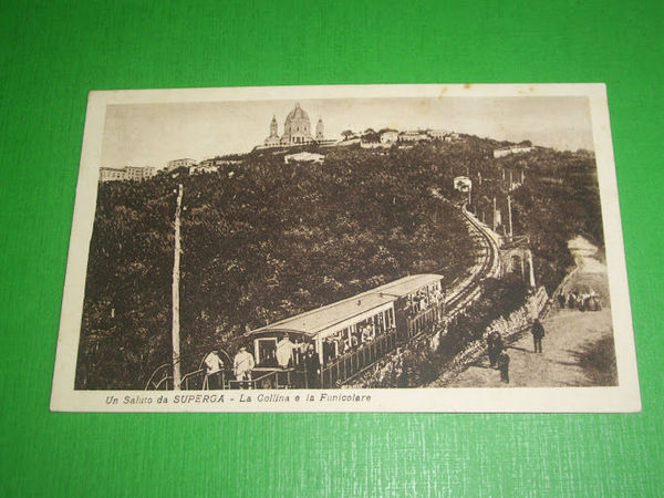 Cartolina Superga - La Collina e la Funicolare 1935 ca