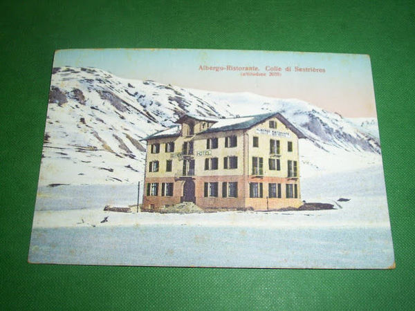 Cartolina Colle del Sestrières - Albergo Ristorante 1920 ca