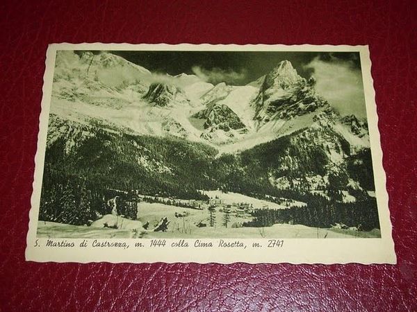 Cartolina S Martino di Castrozza colla Cima Rosetta '40