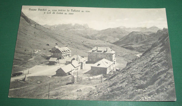 Cartolina Passo Pordoi verso le Tofane e Col Lana 1938