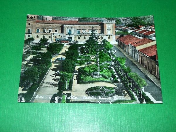 Cartolina Acate - Giardino Pubblico - Castello Principe Biscari 1963