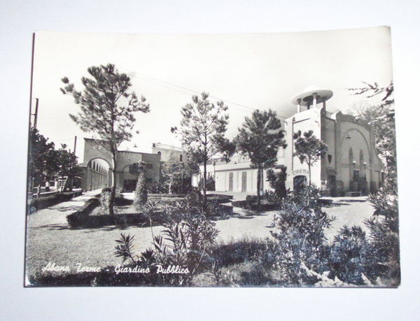 Cartolina Abano Terme - Giardino Pubblico 1953