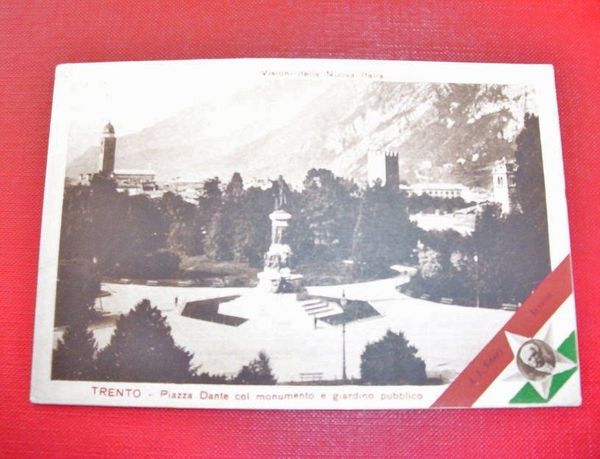 Cartolina Trento - Piazza Dante col monumento 1936