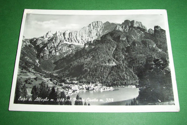 Cartolina Lago di Alleghe col Monte Civetta - Panorama 1951