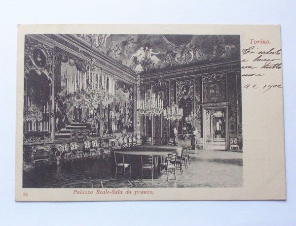 Cartolina Torino - Palazzo reale - Sala da Pranzo 1902