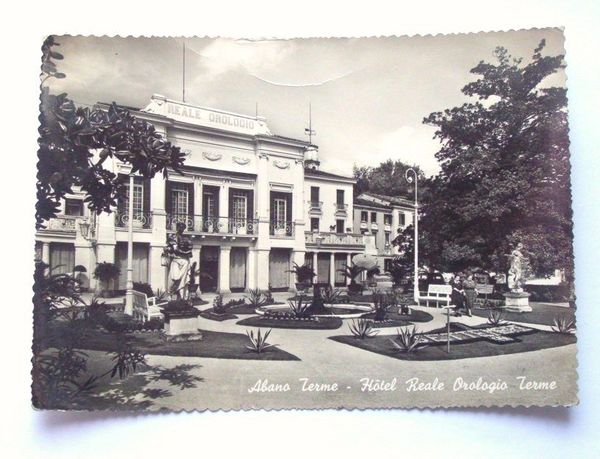 Cartolina Abano Terme - Hotel Reale Orologio 1952