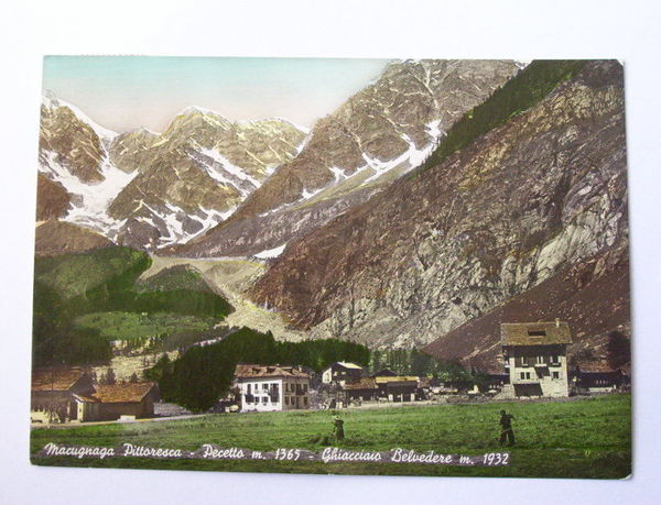 Cartolina Macugnaga pittoresca - Pecetto - Veduta 1952