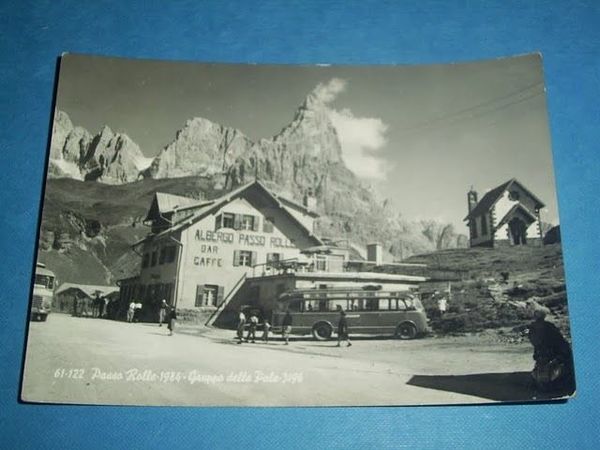 Cartolina Passo Rolle - Albergo e Gruppo delle Pale '55