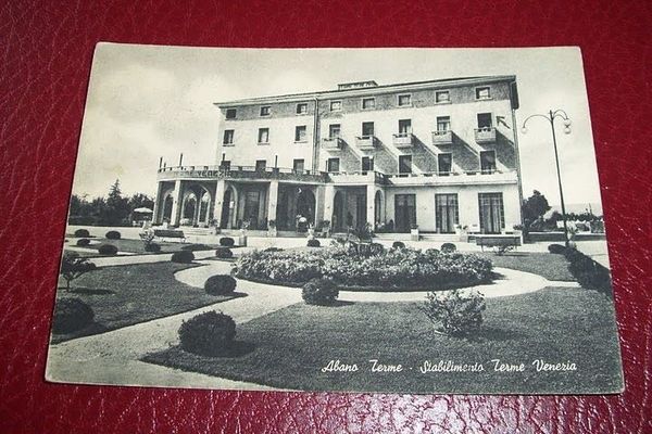 Cartolina Abano Terme - Stabilimento Terme Venezia1954