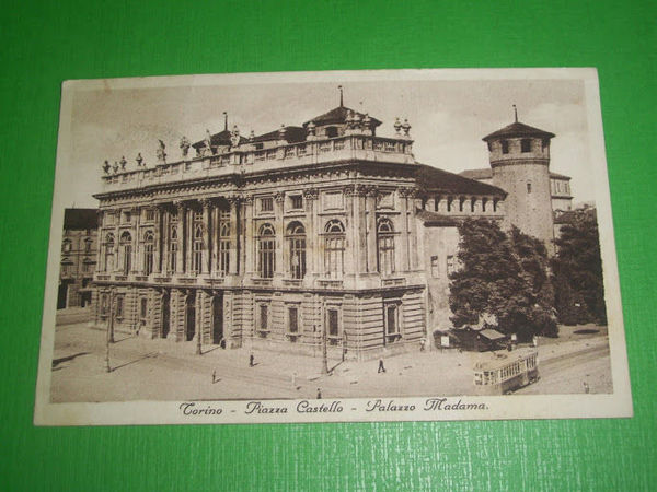 Cartolina Torino - Piazza Castello e Palazzo Madama 1938