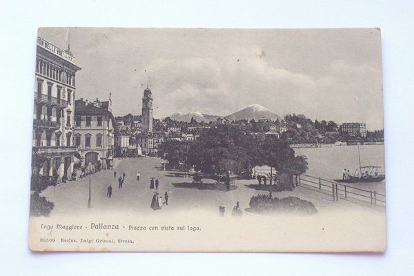 Cartolina Lago Maggiore - Pallanza Piazza e Lago 1907