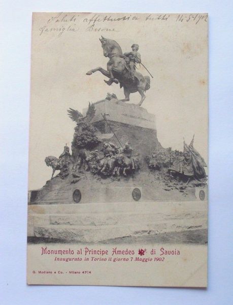 Cartolina Torino - Monumento per Amedeo di Savoia 1902