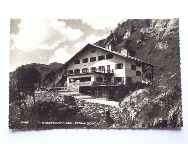 Cartolina Dolomiti Fedaia - Rifugio Marmolada 1950 ca