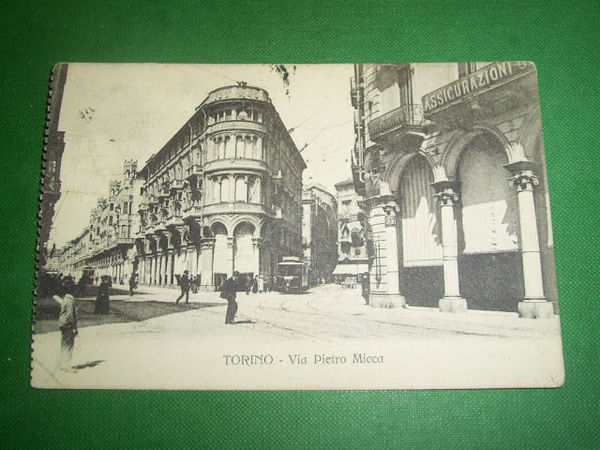 Cartolina Torino - Via Pietro Micca 1907 Tram Tramway