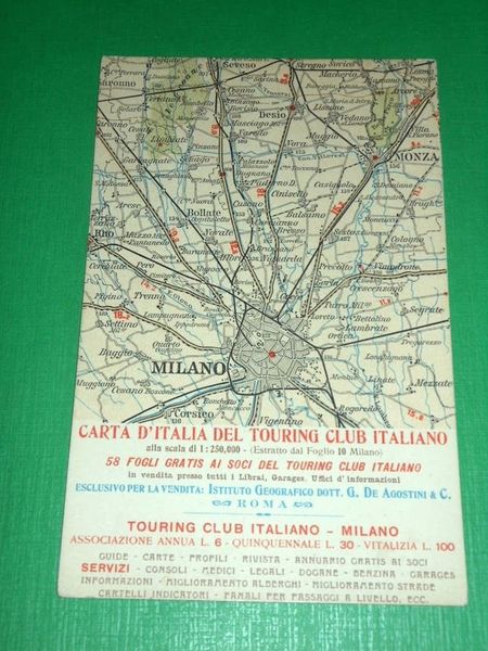 Cartolina Cartina del Touring Club Italiano TCI - Milano e …