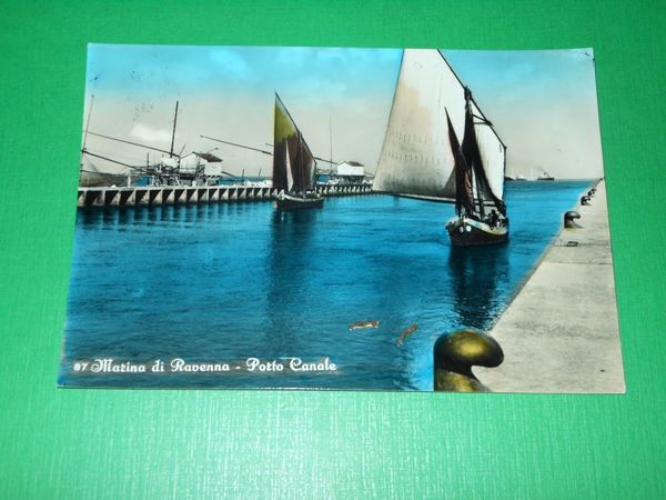 Cartolina Marina di Ravenna - Porto Canale 1956