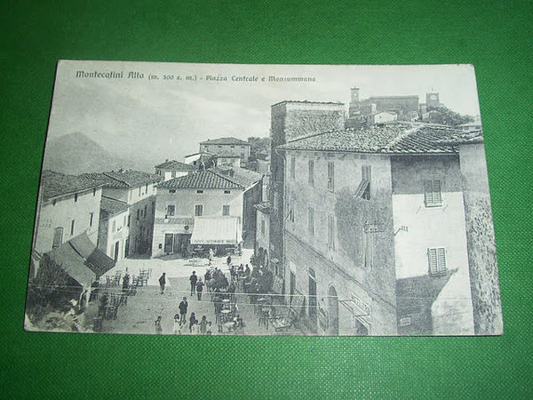 Cartolina Montecatini Alto - Piazza Centrale e Monsummano 1926