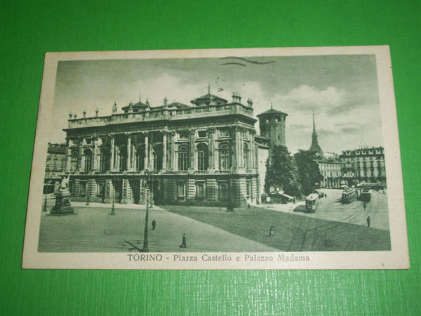 Cartolina Torino - Piazza Castello e Palazzo Madama 1937