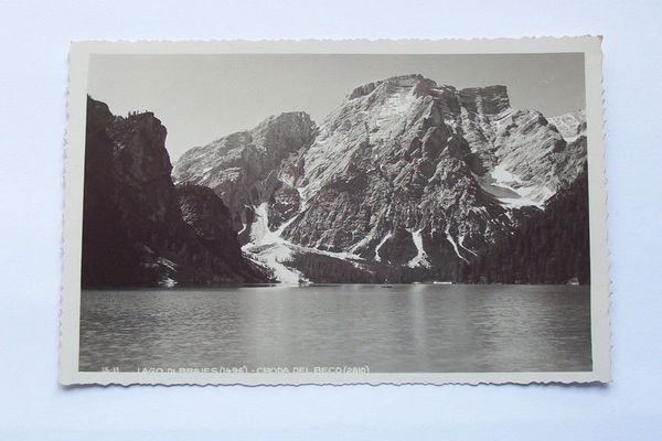 Cartolina Lago di Braies - Croda del Becco 1945 ca.