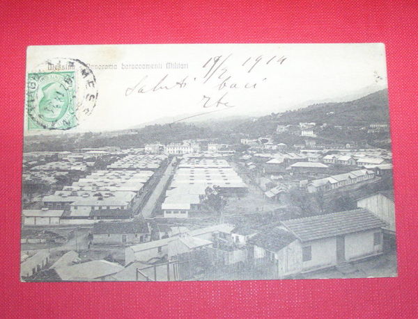 Cartolina Messina - Panorama baraccamenti militari 1914