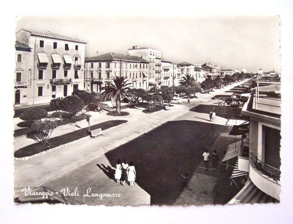 Cartolina Viareggio -- Viali Lungomare -- 1955 ca