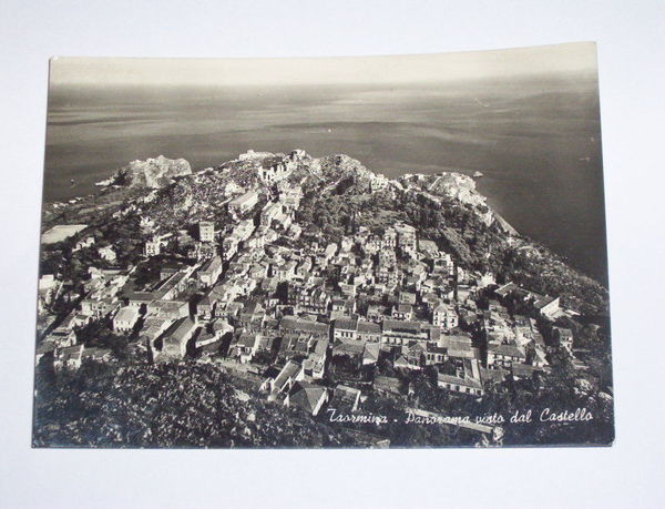 Cartolina Taormina - Panorama visto dal Castello 1953