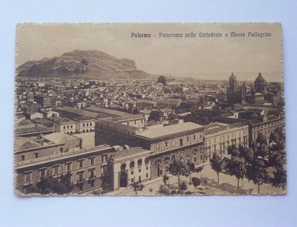 Cartolina Palermo - Cattedrale e Monte Pellegrino 1920