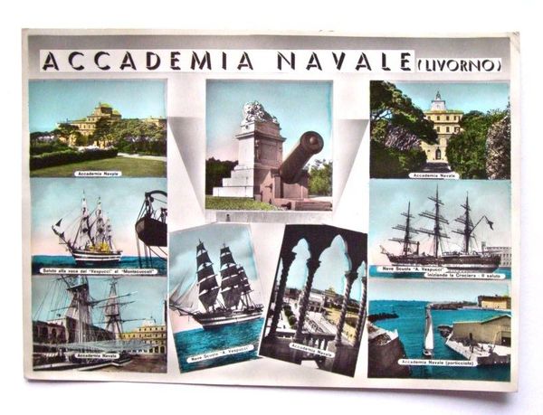 Cartolina Livorno - Accademia Navale - vedute 1958