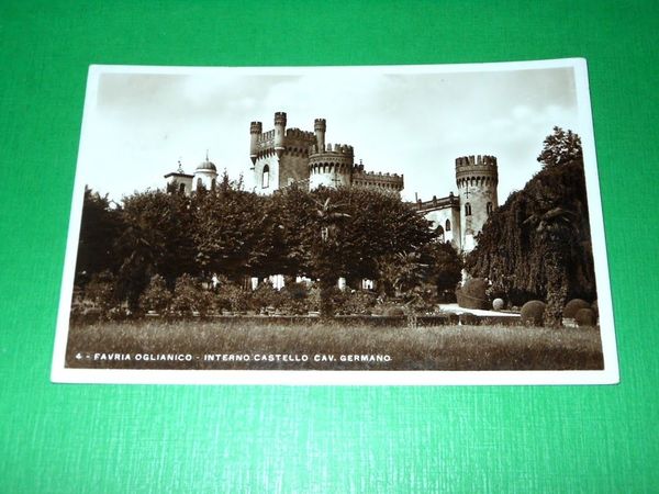 Cartolina Favria Oglianico - Interno Castello Cav. Germano 1934
