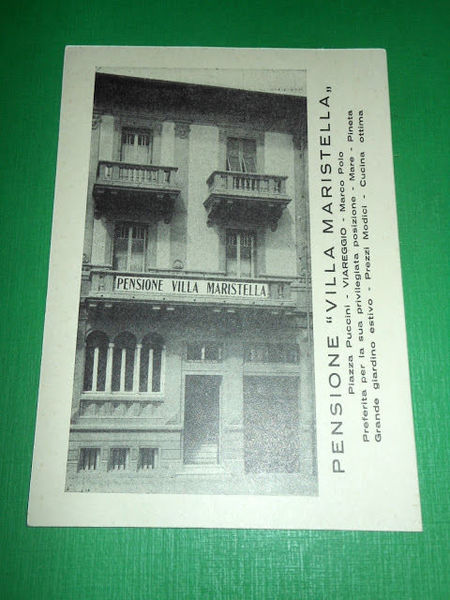 Cartolina Viareggio - Pensione Villa Maristella ( Piazza Puccini ) …