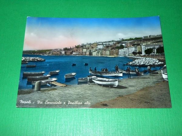 Cartolina Napoli - Via Caracciolo e Posillipo alto 1956